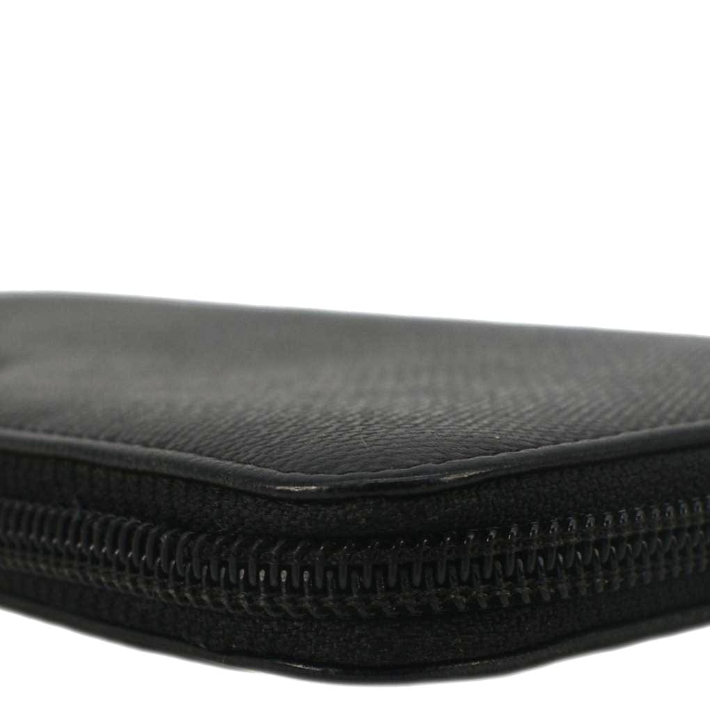 Chanel Sevruga Leather Zip Around Wallet Black