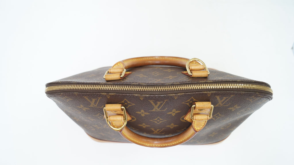 LOUIS VUITTON Monogram Canvas Alma Satchel Bag Brown