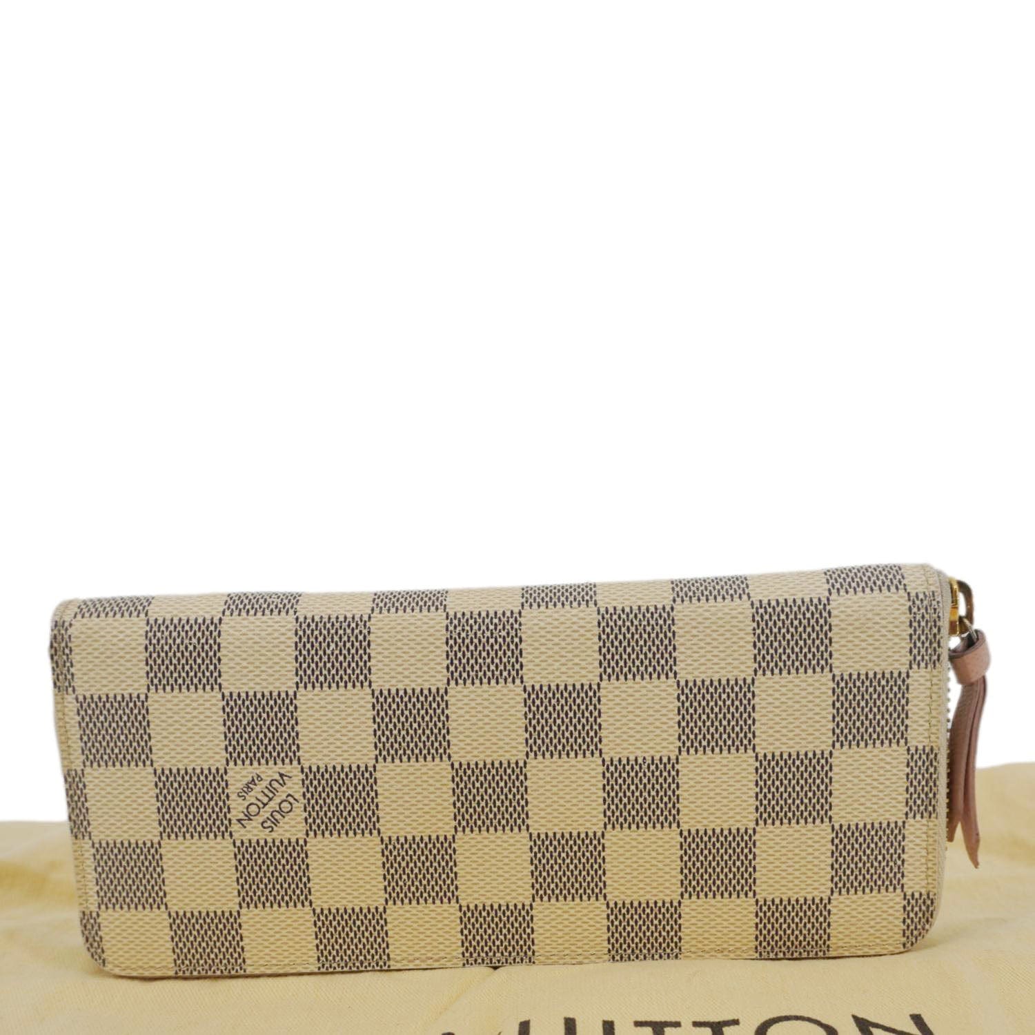 LOUIS VUITTON Clemence Damier Azur Wallet Rose Ballerine