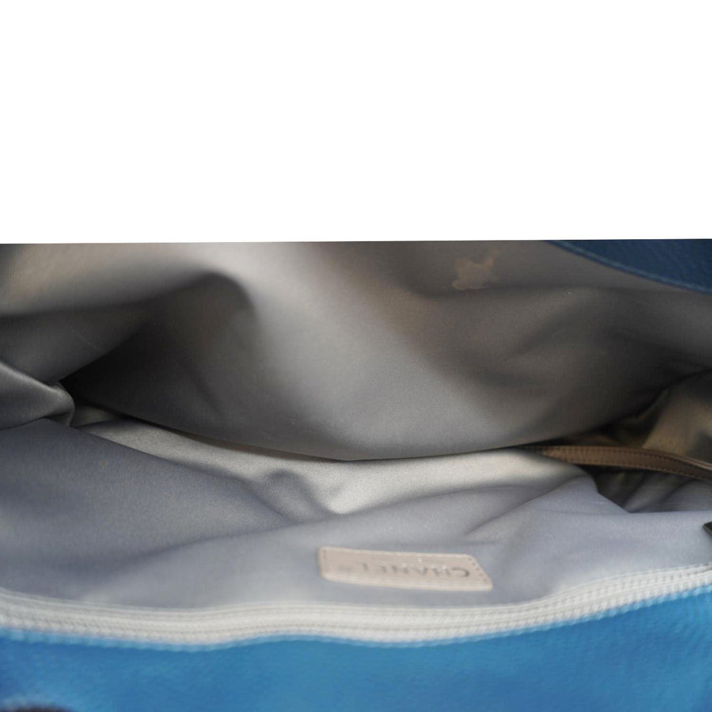 Chanel Grand Shopping Quilted Leather Tote Bag Blue