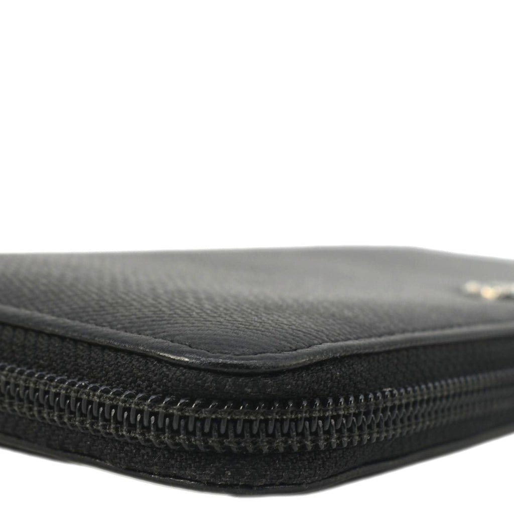 Chanel Sevruga Leather Zip Around Wallet Black