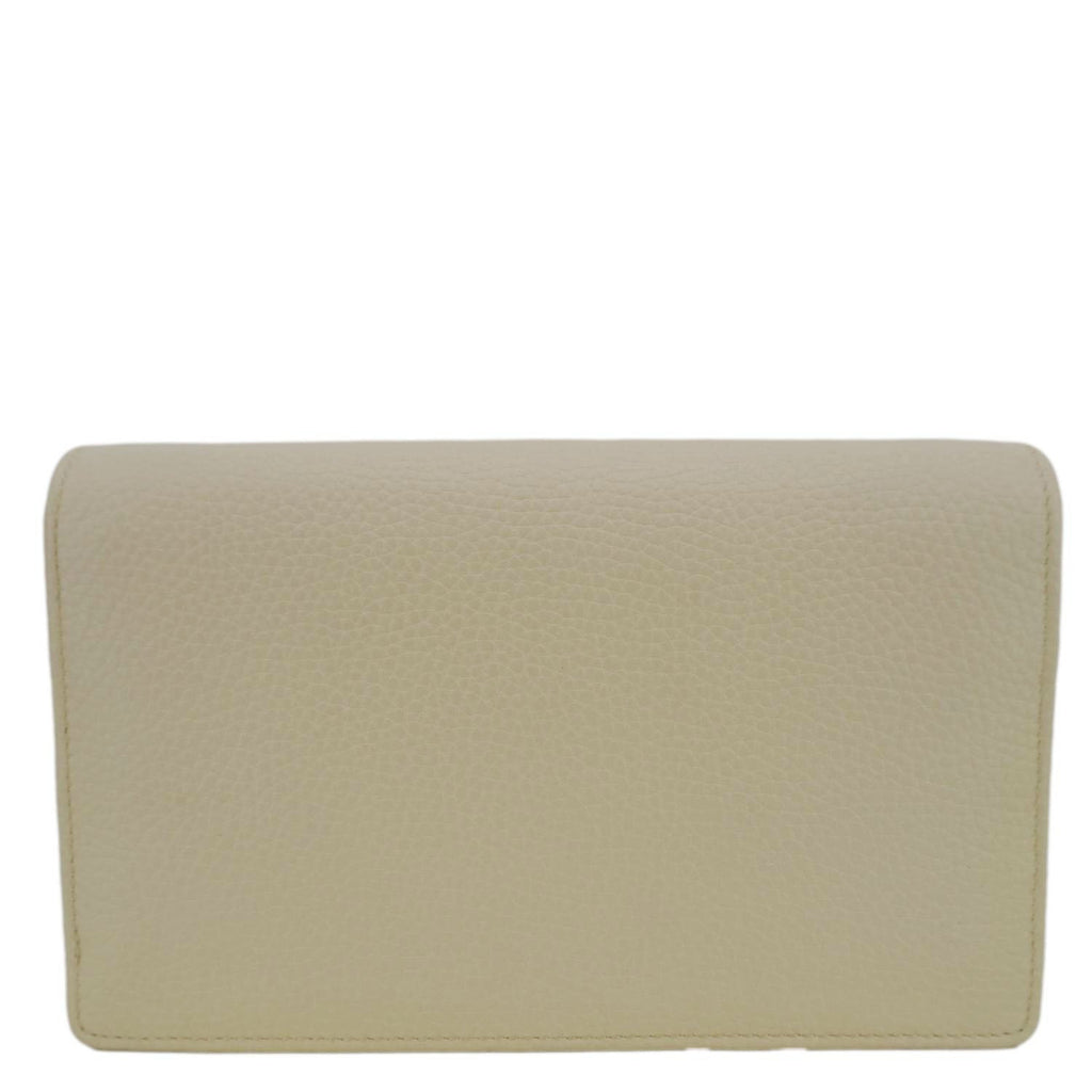 GUCCI Soho Leather Wallet On Chain Clutch Crossbody Bag Cream 598211
