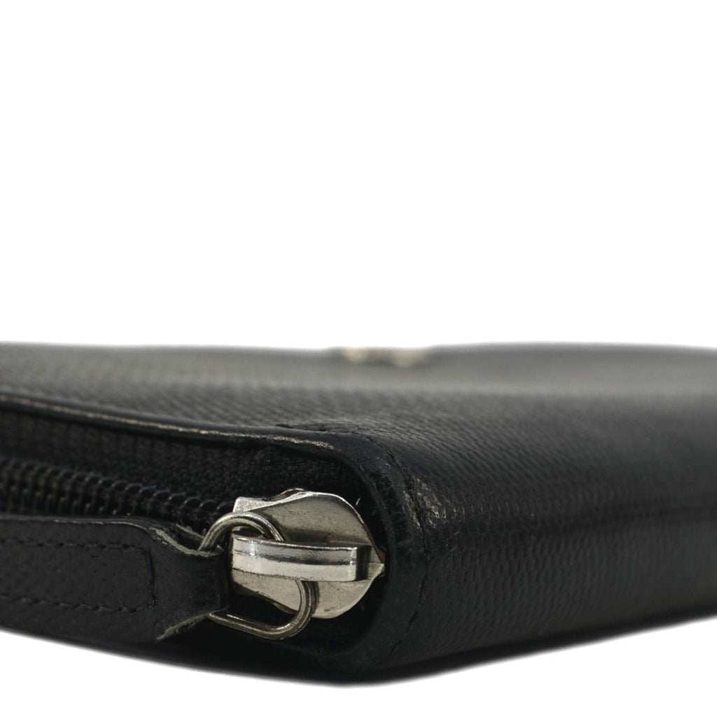 Chanel Sevruga Leather Zip Around Wallet Black