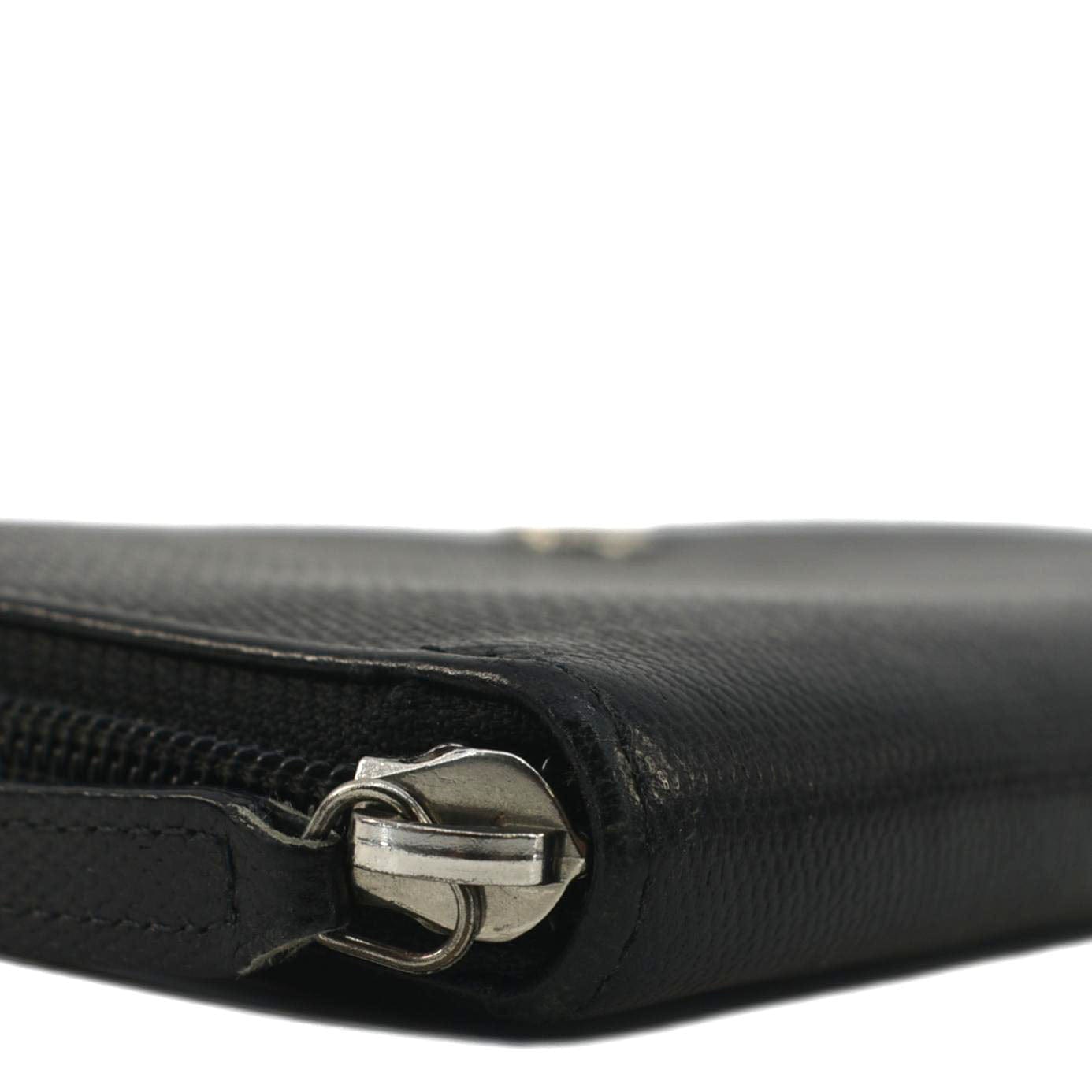 Chanel Sevruga Leather Zip Around Wallet Black