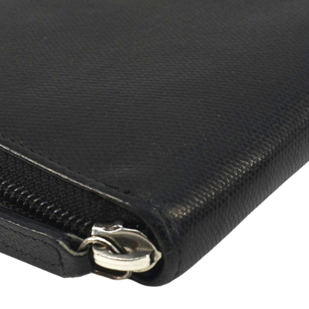Chanel Sevruga Leather Zip Around Wallet Black
