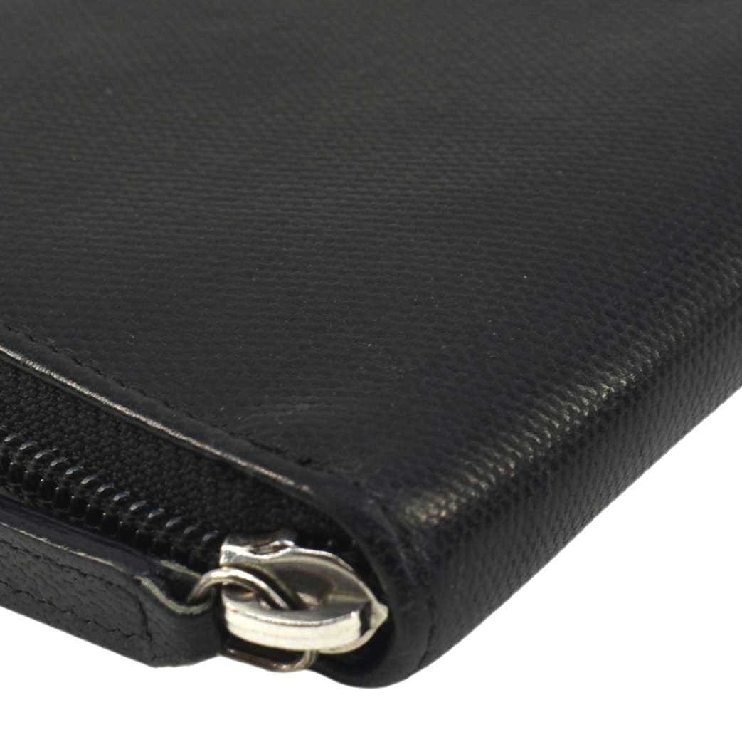 Chanel Sevruga Leather Zip Around Wallet Black