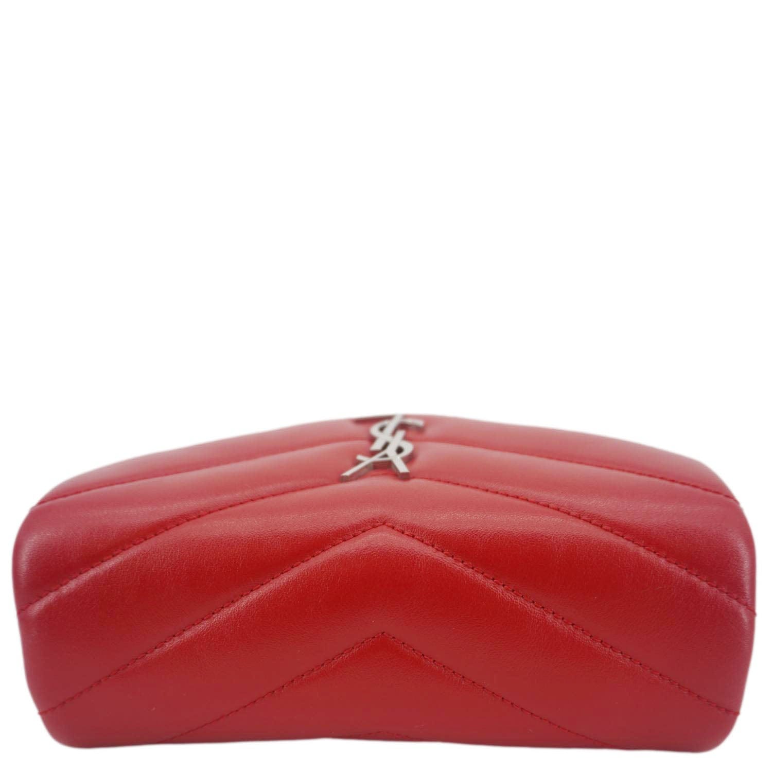 YVES SAINT LAURENT Loulou Toy Calfskin Leather Crossbody Bag Red