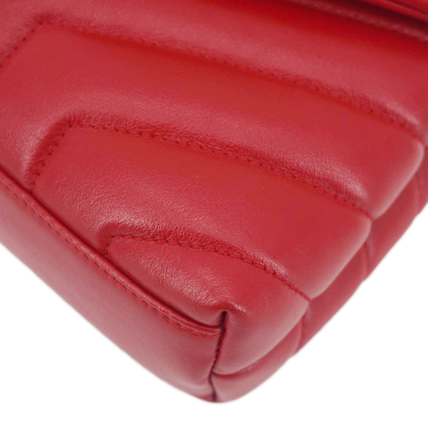 YVES SAINT LAURENT Loulou Toy Calfskin Leather Crossbody Bag Red