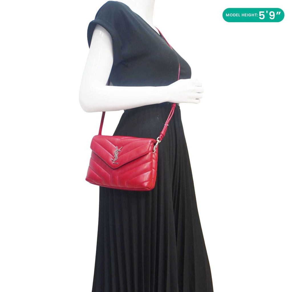 YVES SAINT LAURENT Loulou Toy Calfskin Leather Crossbody Bag Red