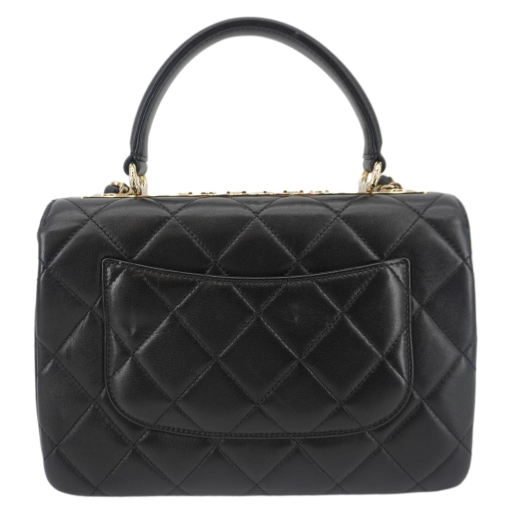 Chanel Trendy CC Flap Quilted Leather Top Handle Shoulder Bag Black