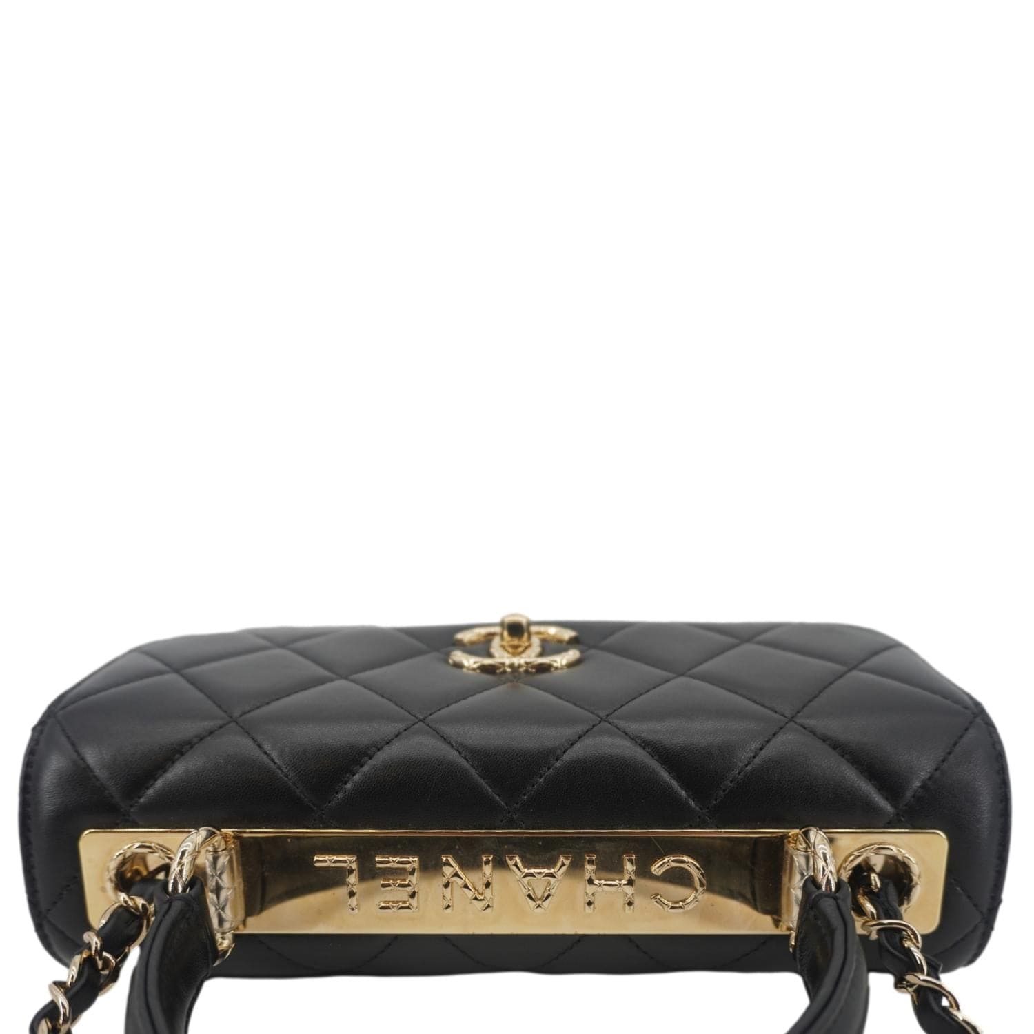 Chanel Trendy CC Flap Quilted Leather Top Handle Shoulder Bag Black