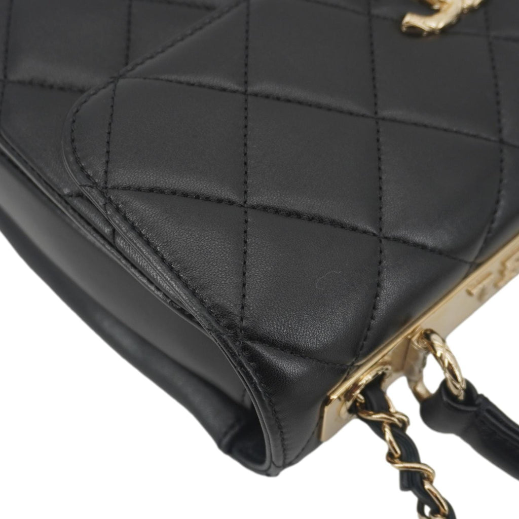 Chanel Trendy CC Flap Quilted Leather Top Handle Shoulder Bag Black