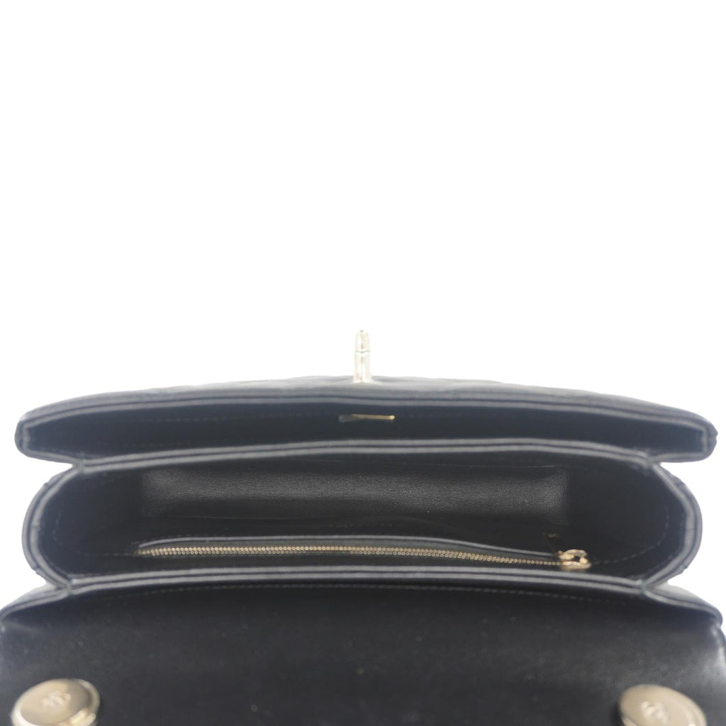Chanel Trendy CC Flap Quilted Leather Top Handle Shoulder Bag Black