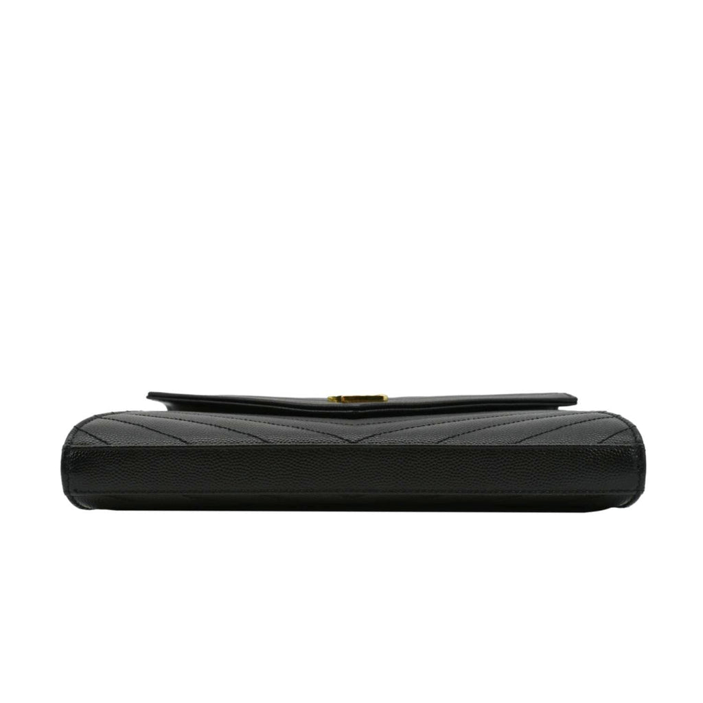 YVES SAINT LAURENT Cassandre Chain Wallet Leather Crossbody Bag Black