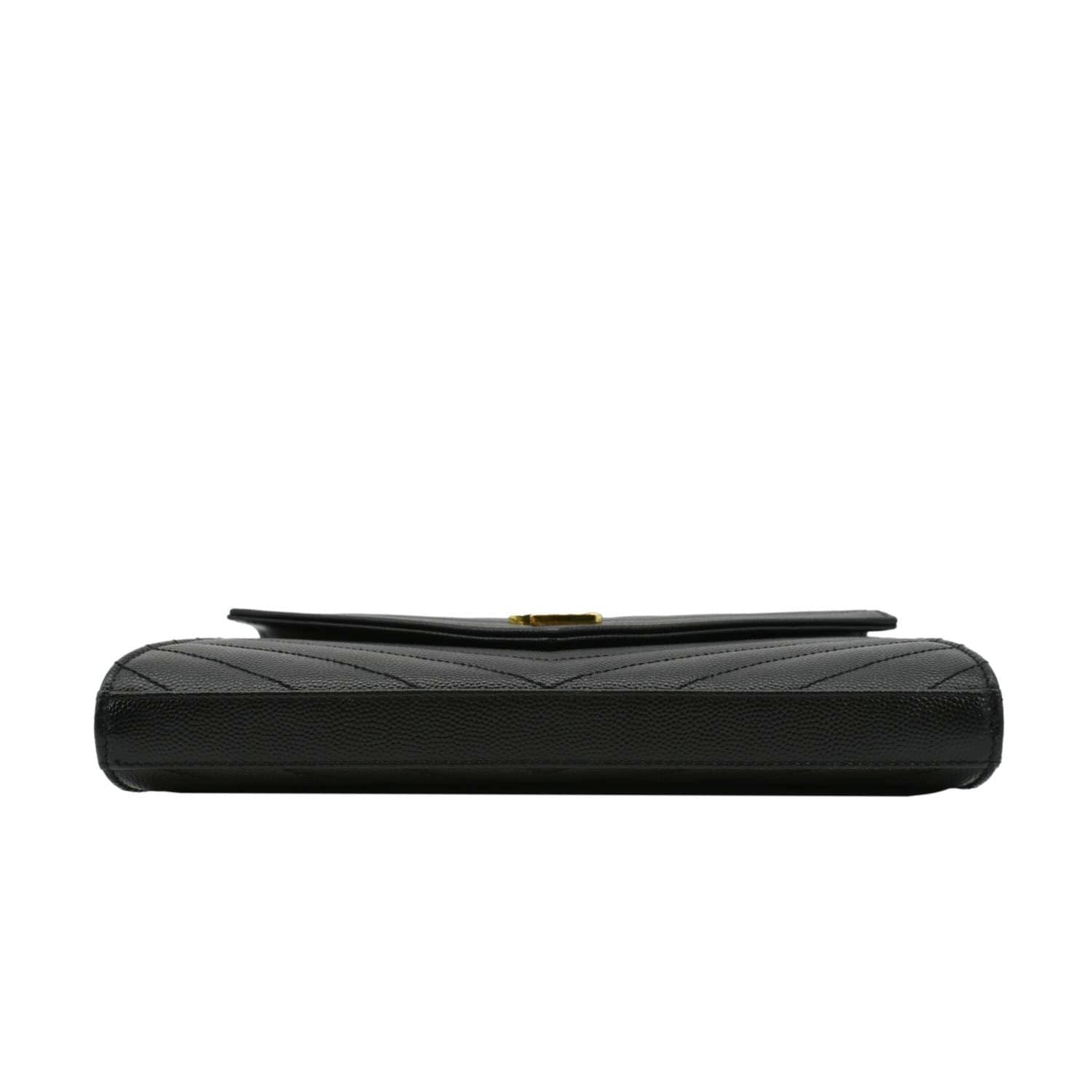 YVES SAINT LAURENT Cassandre Chain Wallet Leather Crossbody Bag Black