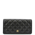 Chanel Bifold Quilted Caviar Leather Long Wallet Black
