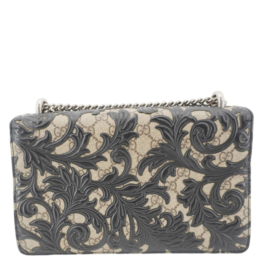 GUCCI Arabesque Small Dionysus Gucci Supreme Canvas Shoulder Bag Black 400249