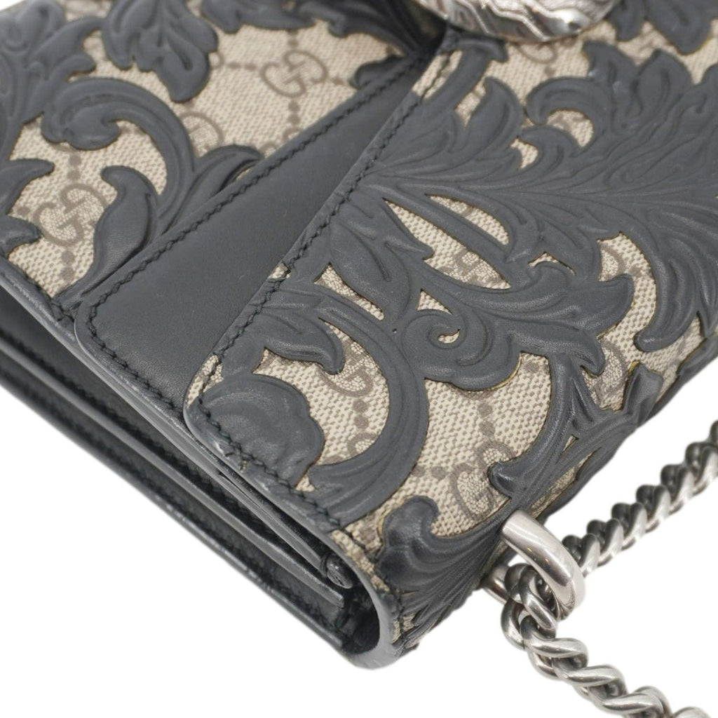 GUCCI Arabesque Small Dionysus Gucci Supreme Canvas Shoulder Bag Black 400249