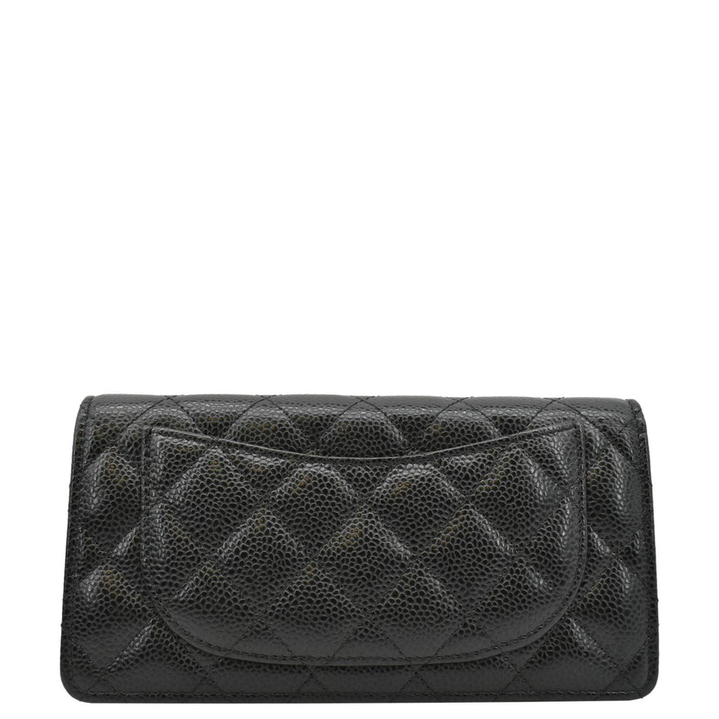 Chanel Bifold Quilted Caviar Leather Long Wallet Black