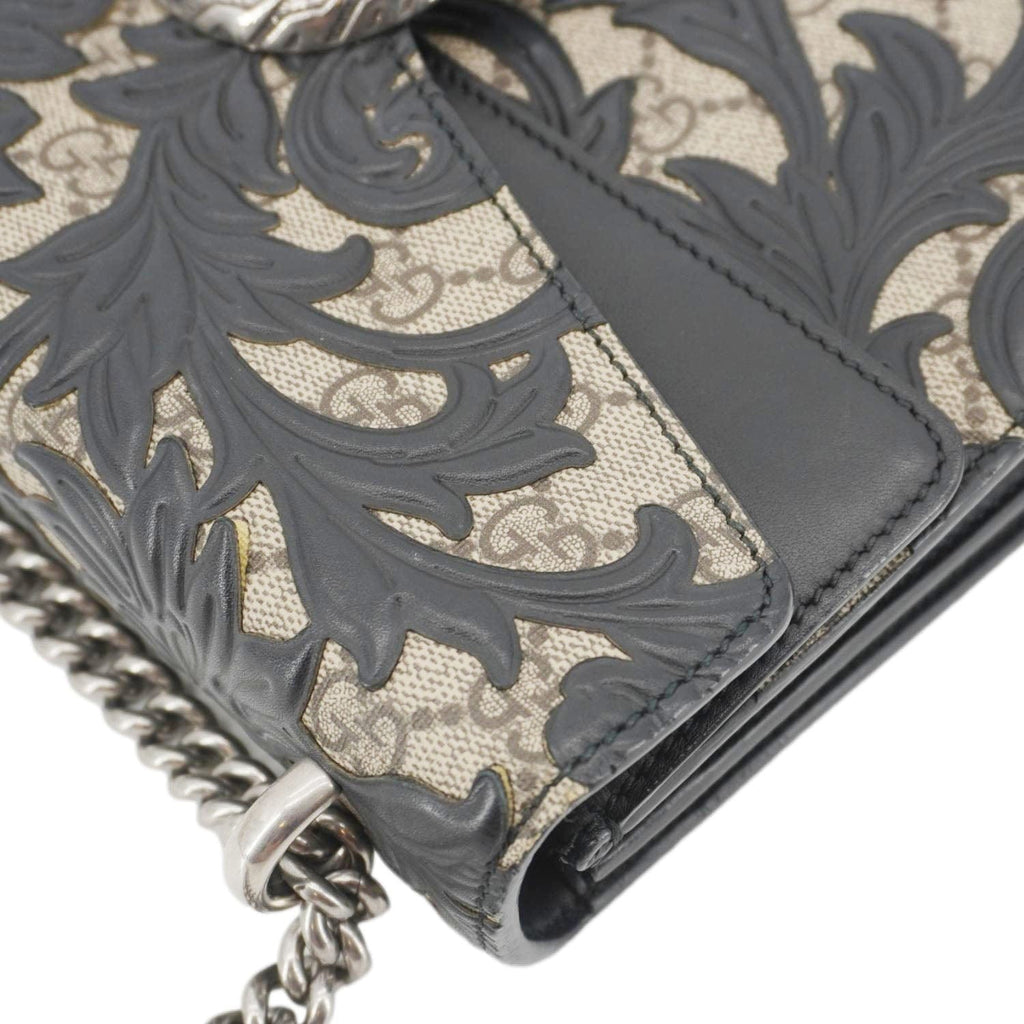 GUCCI Arabesque Small Dionysus Gucci Supreme Canvas Shoulder Bag Black 400249