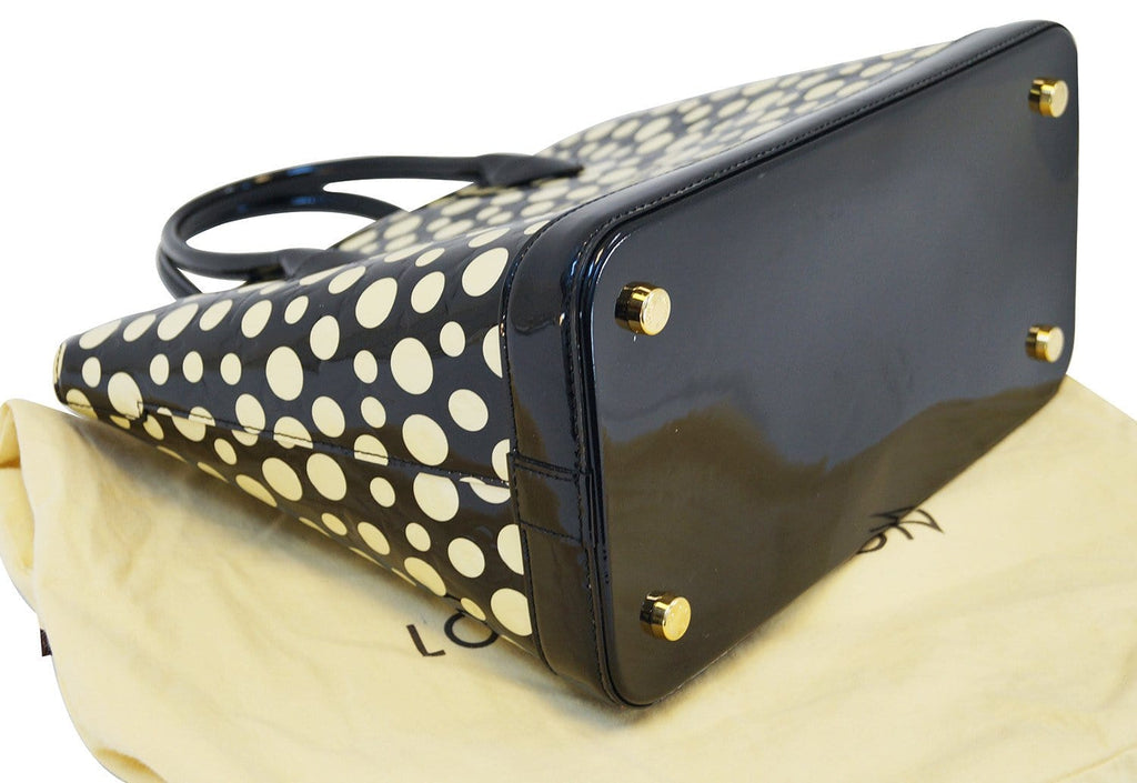 LOUIS VUITTON Limited Yayoi Kusama  Black Vernis White Dots Lockit MM Handbag