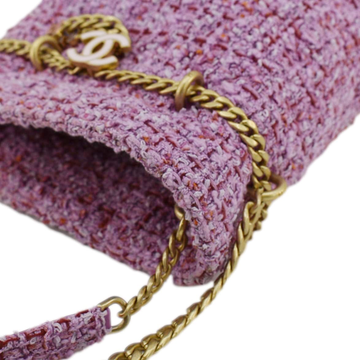 Chanel Pending CC Tweed Enamel Drawstring Tote Bucket Bag Pink