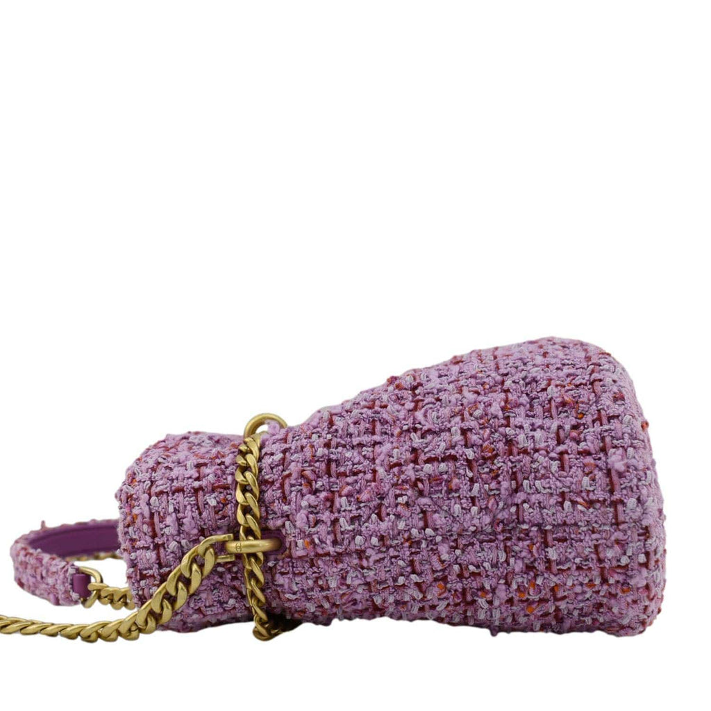 Chanel Pending CC Tweed Enamel Drawstring Tote Bucket Bag Pink