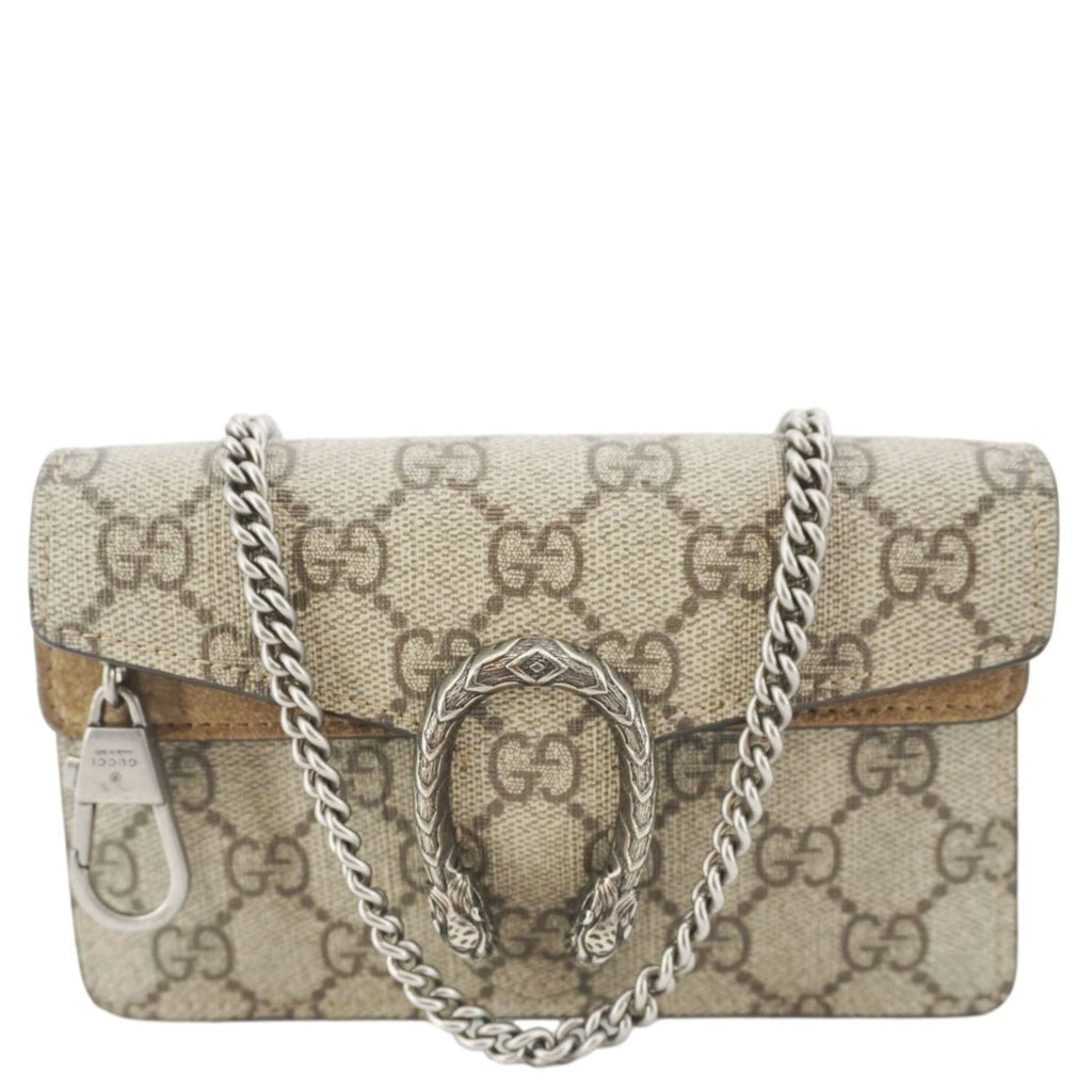 GUCCI Dionysus Super Mini Gucci Supreme Canvas Crossbody Bag Taupe 476432