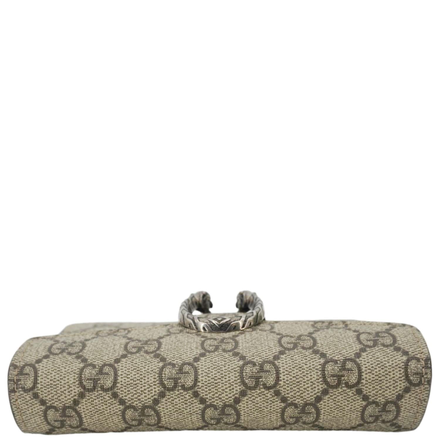 GUCCI Dionysus Super Mini Gucci Supreme Canvas Crossbody Bag Taupe 476432