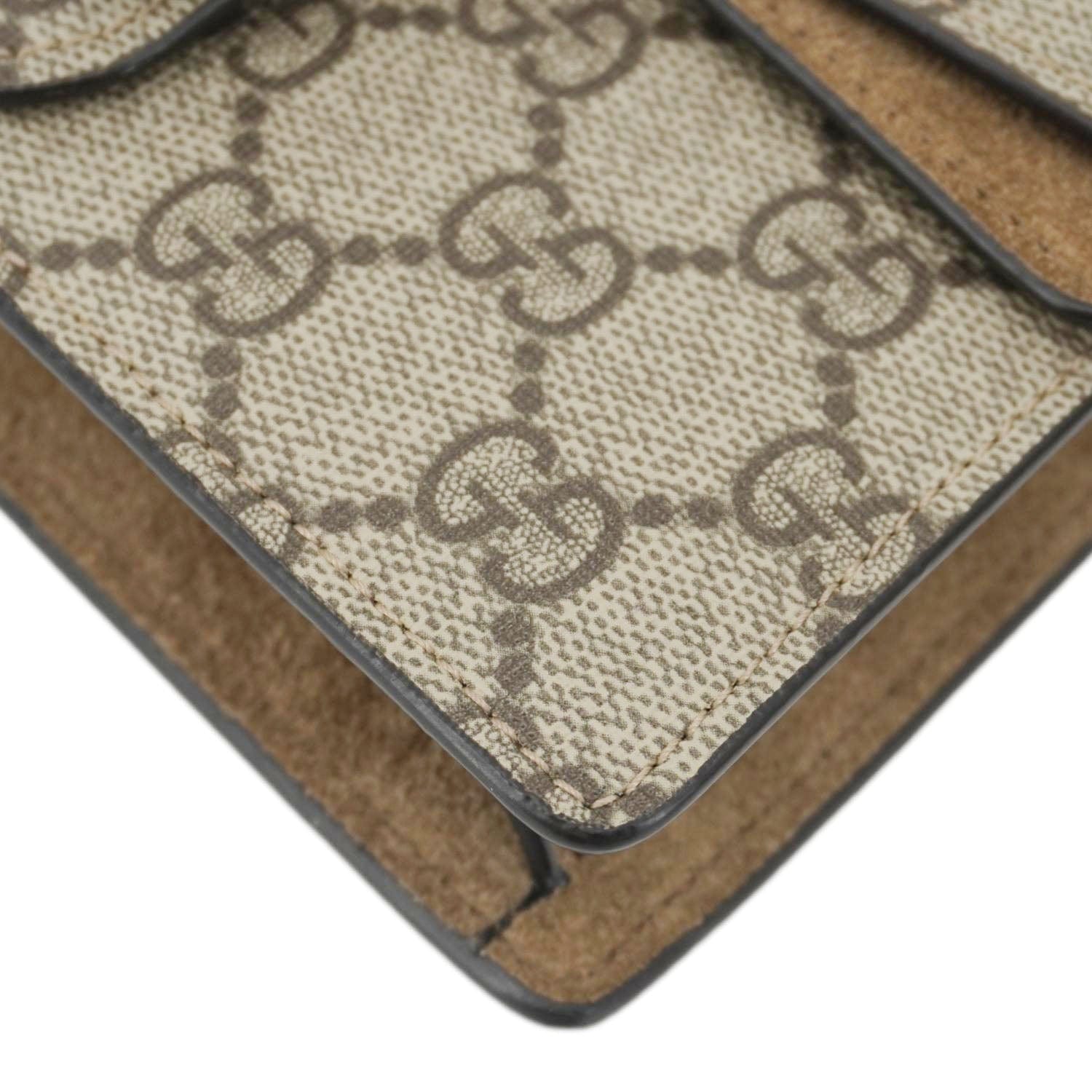 GUCCI Dionysus Super Mini Gucci Supreme Canvas Crossbody Bag Taupe 476432