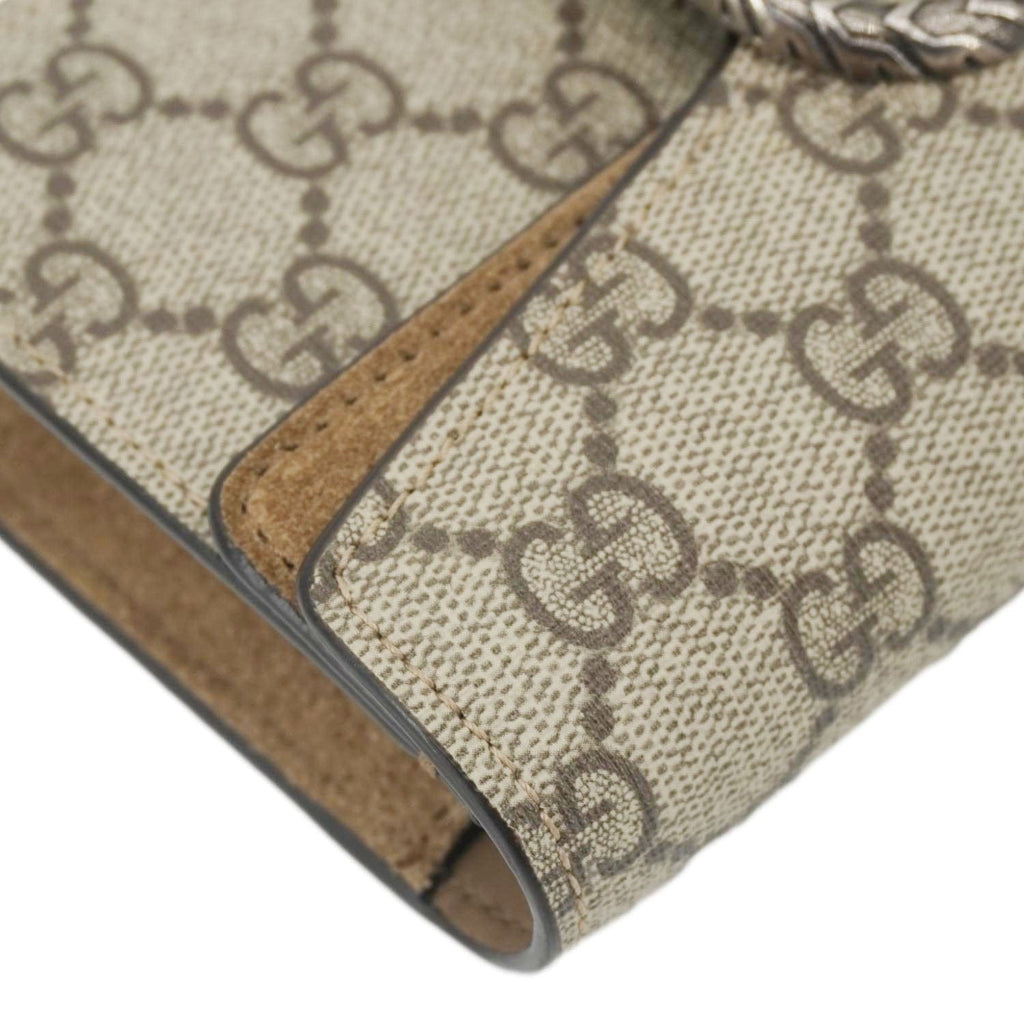 GUCCI Dionysus Super Mini Gucci Supreme Canvas Crossbody Bag Taupe 476432