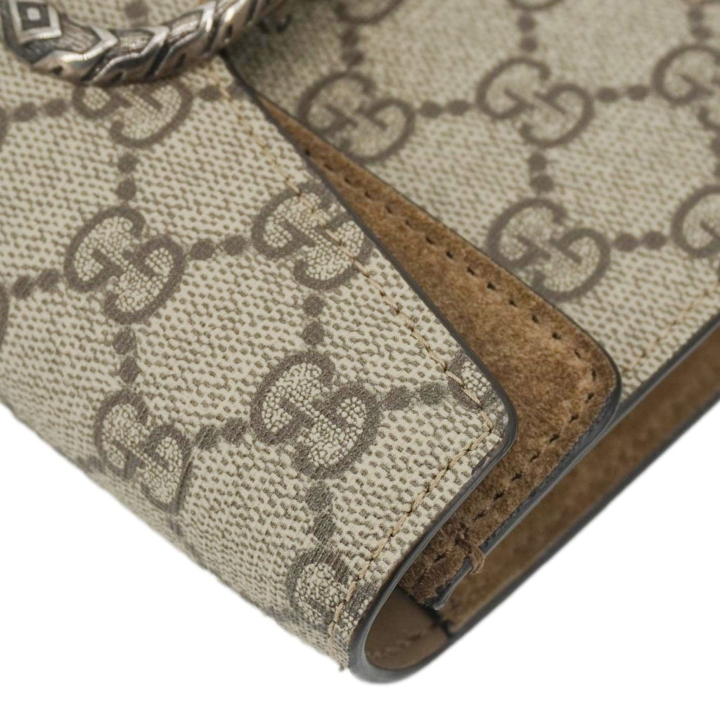 GUCCI Dionysus Super Mini Gucci Supreme Canvas Crossbody Bag Taupe 476432