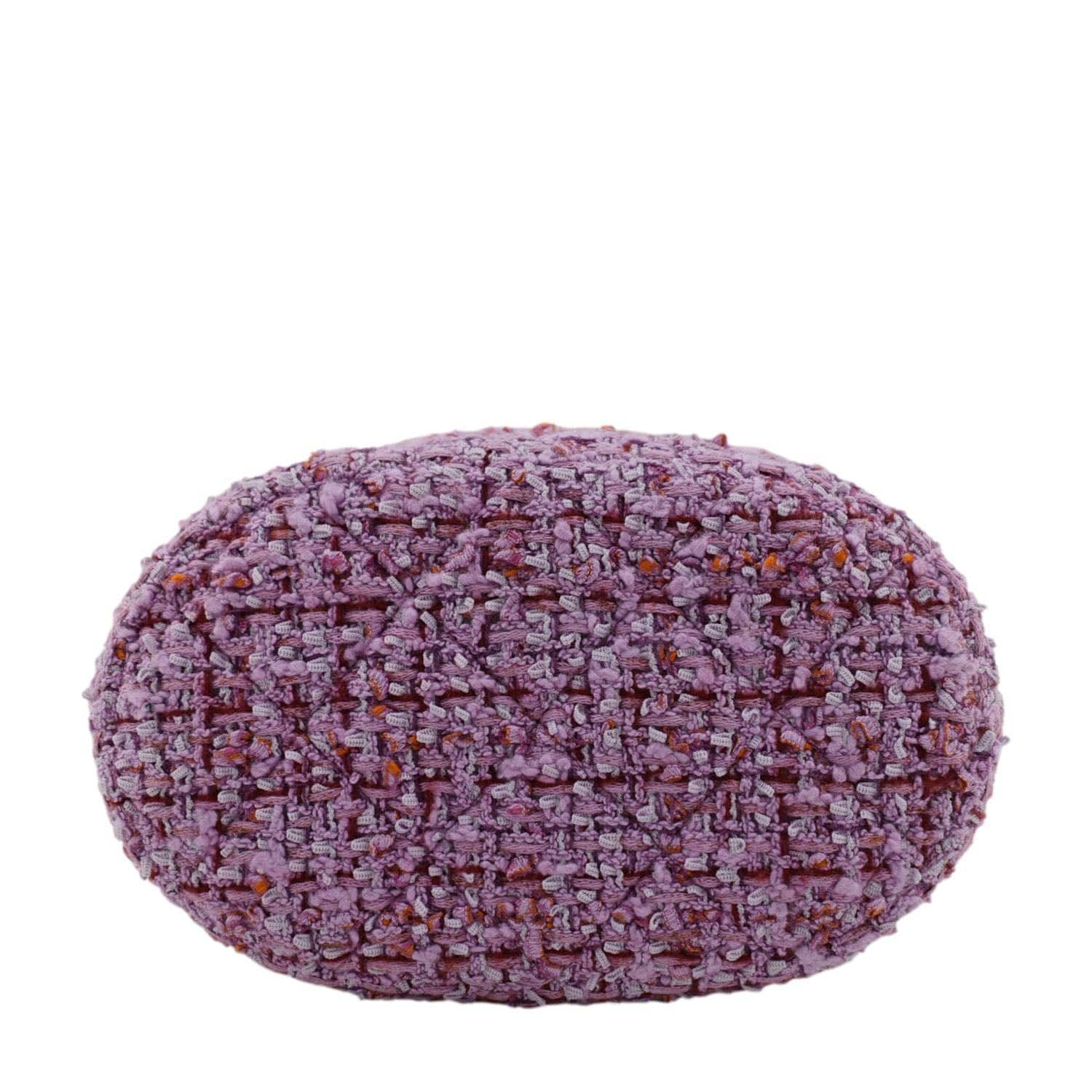 Chanel Pending CC Tweed Enamel Drawstring Tote Bucket Bag Pink