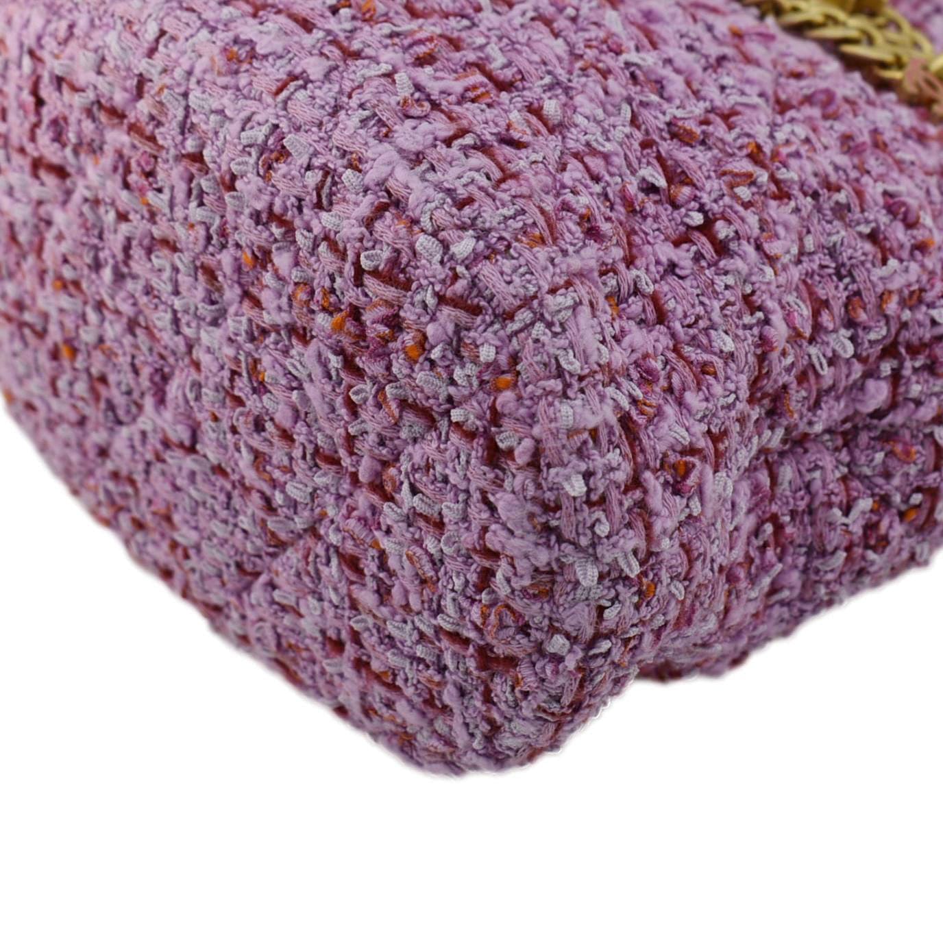 Chanel Pending CC Tweed Enamel Drawstring Tote Bucket Bag Pink