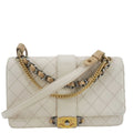 Chanel CC Flap Quilted Leather Chain Crossbody Bag White