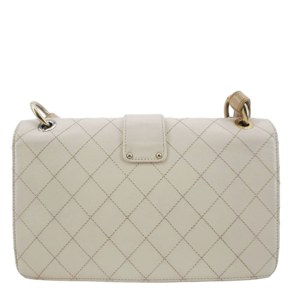 Chanel CC Flap Quilted Leather Chain Crossbody Bag White