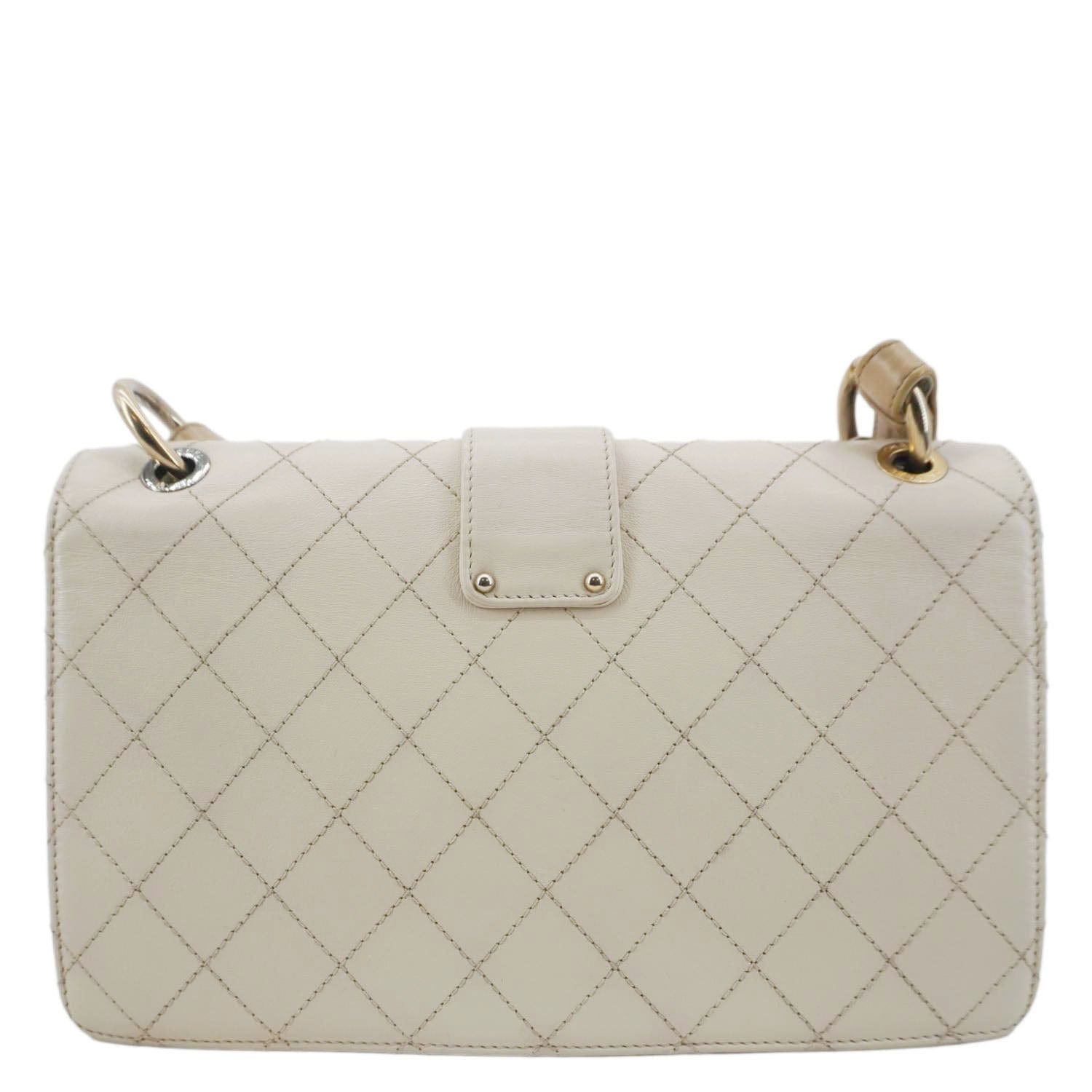 Chanel CC Flap Quilted Leather Chain Crossbody Bag White