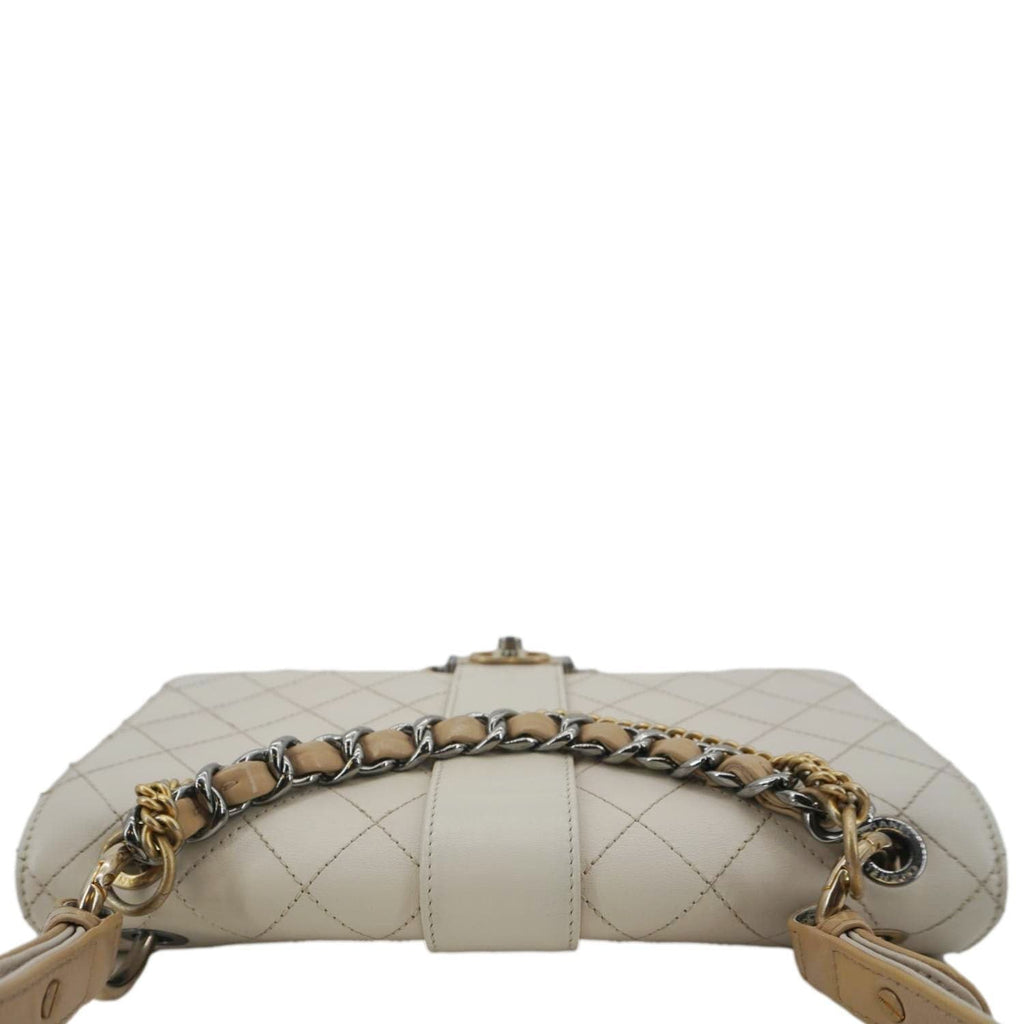 Chanel CC Flap Quilted Leather Chain Crossbody Bag White
