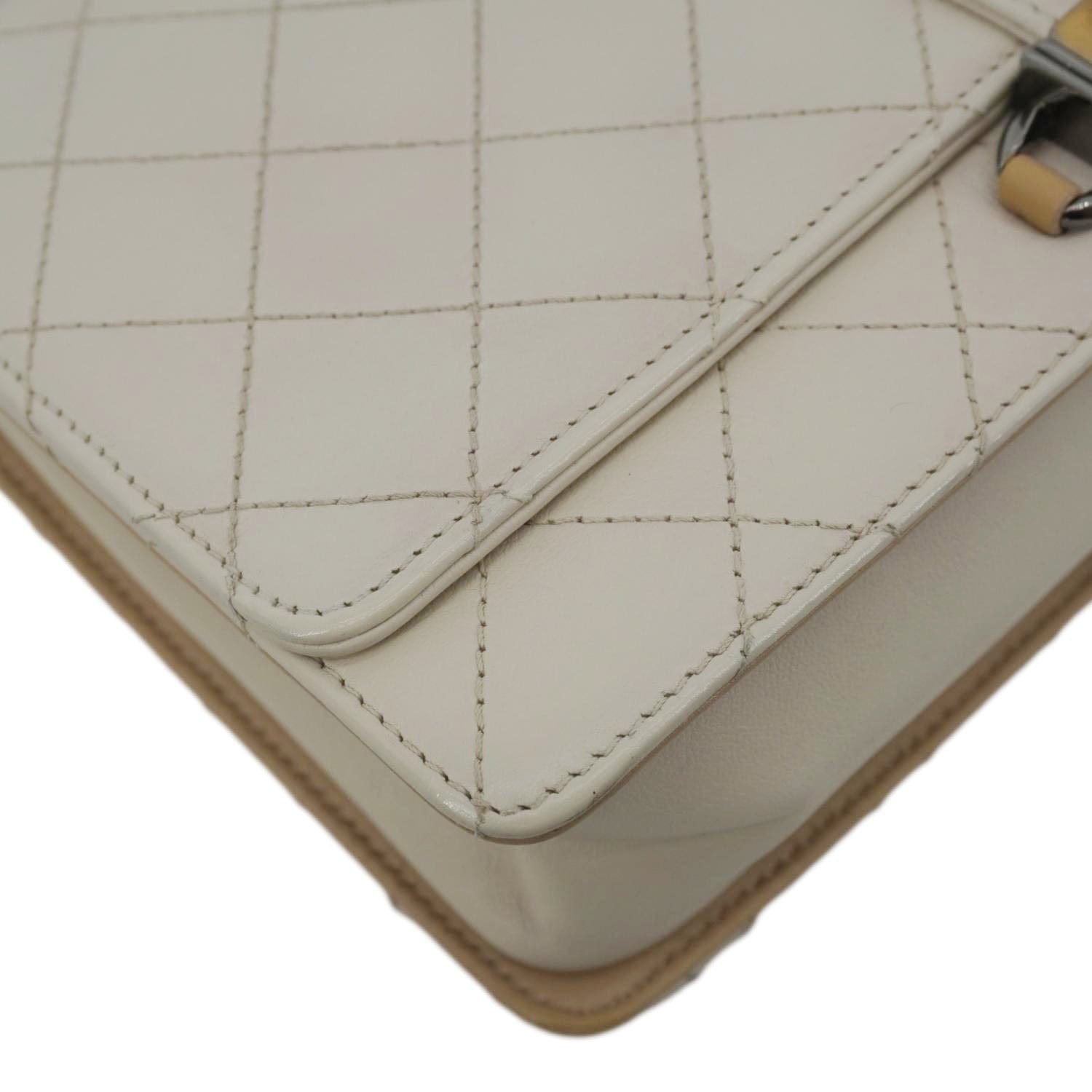 Chanel CC Flap Quilted Leather Chain Crossbody Bag White