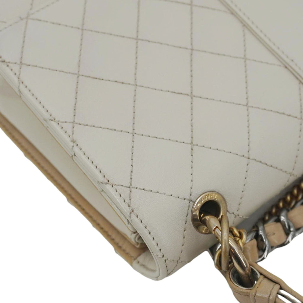 Chanel CC Flap Quilted Leather Chain Crossbody Bag White