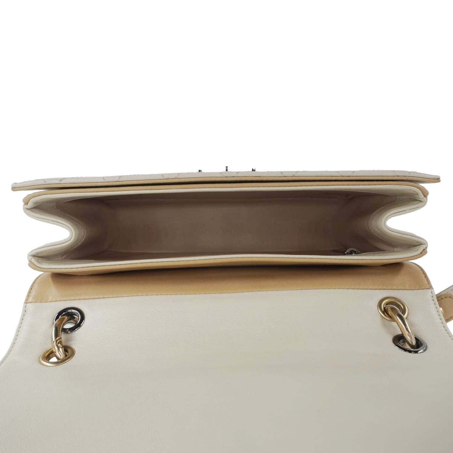 Chanel CC Flap Quilted Leather Chain Crossbody Bag White