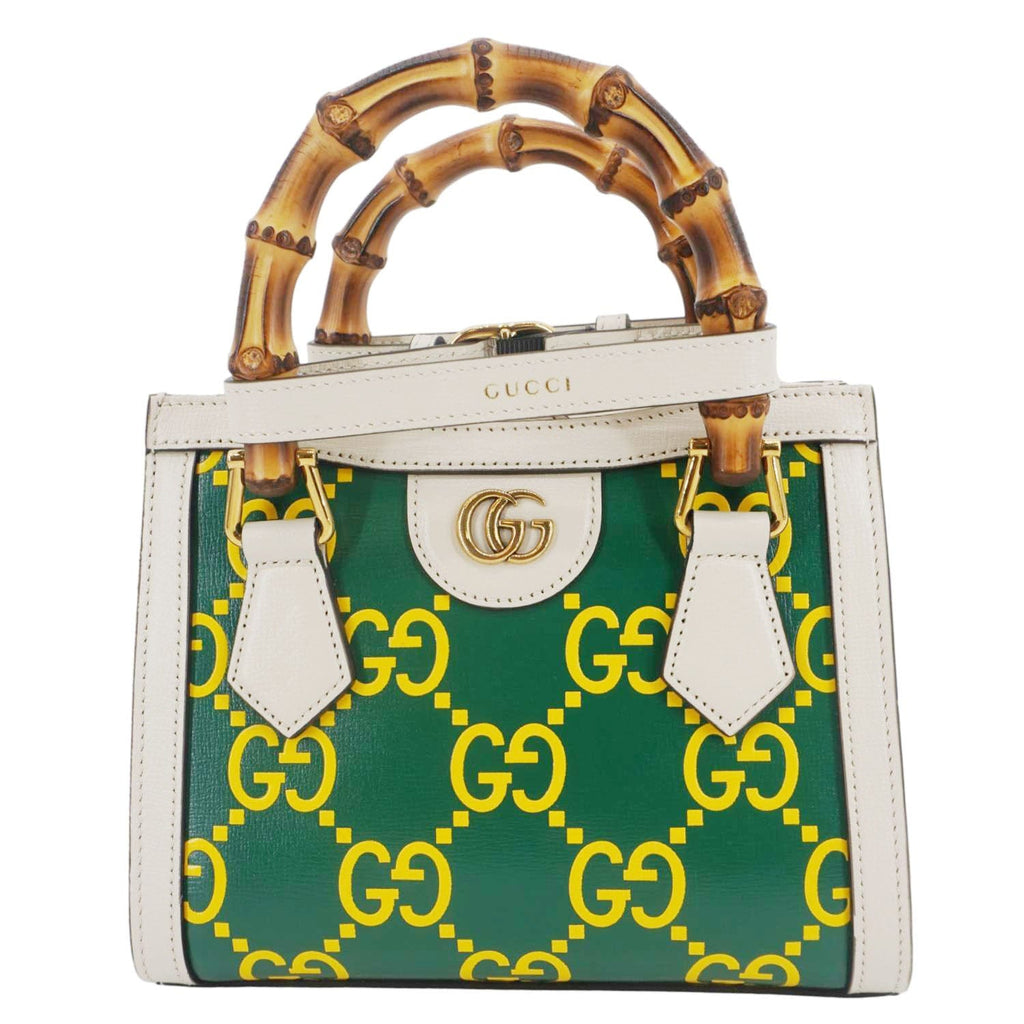 GUCCI Diana Mini Gucci Monogram Calfskin Leather Tote Bag Green 655661