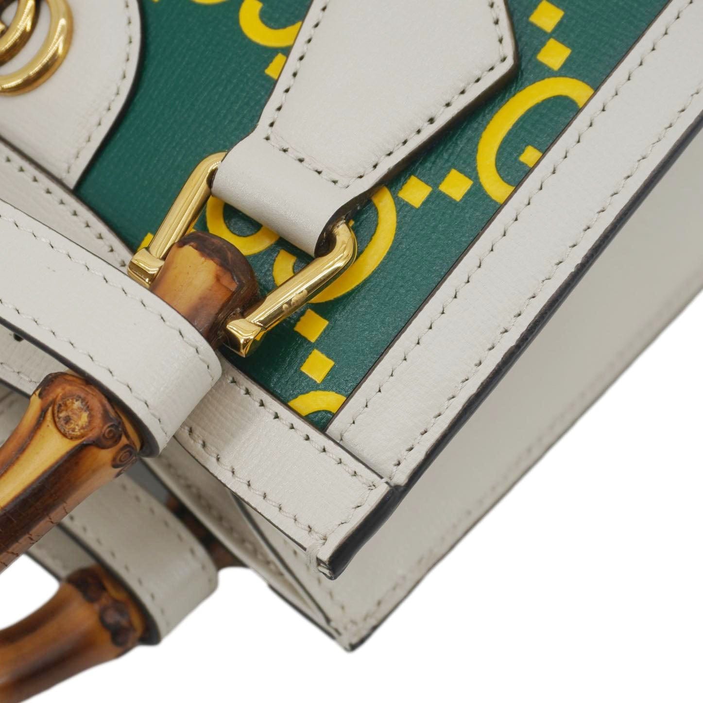 GUCCI Diana Mini Gucci Monogram Calfskin Leather Tote Bag Green 655661