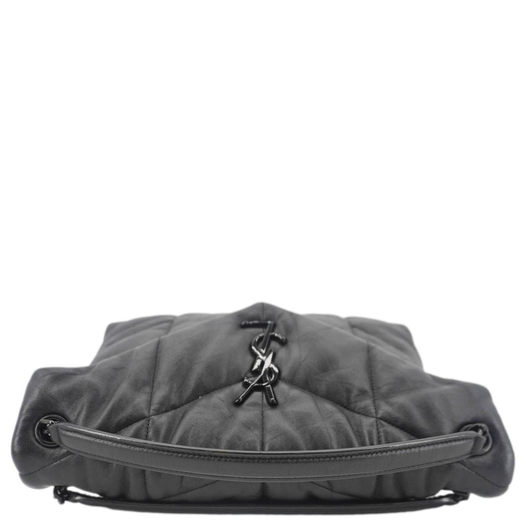YVES SAINT LAURENT Loulou Puffer Quilted Lambskin Leather Crossbody Bag Black