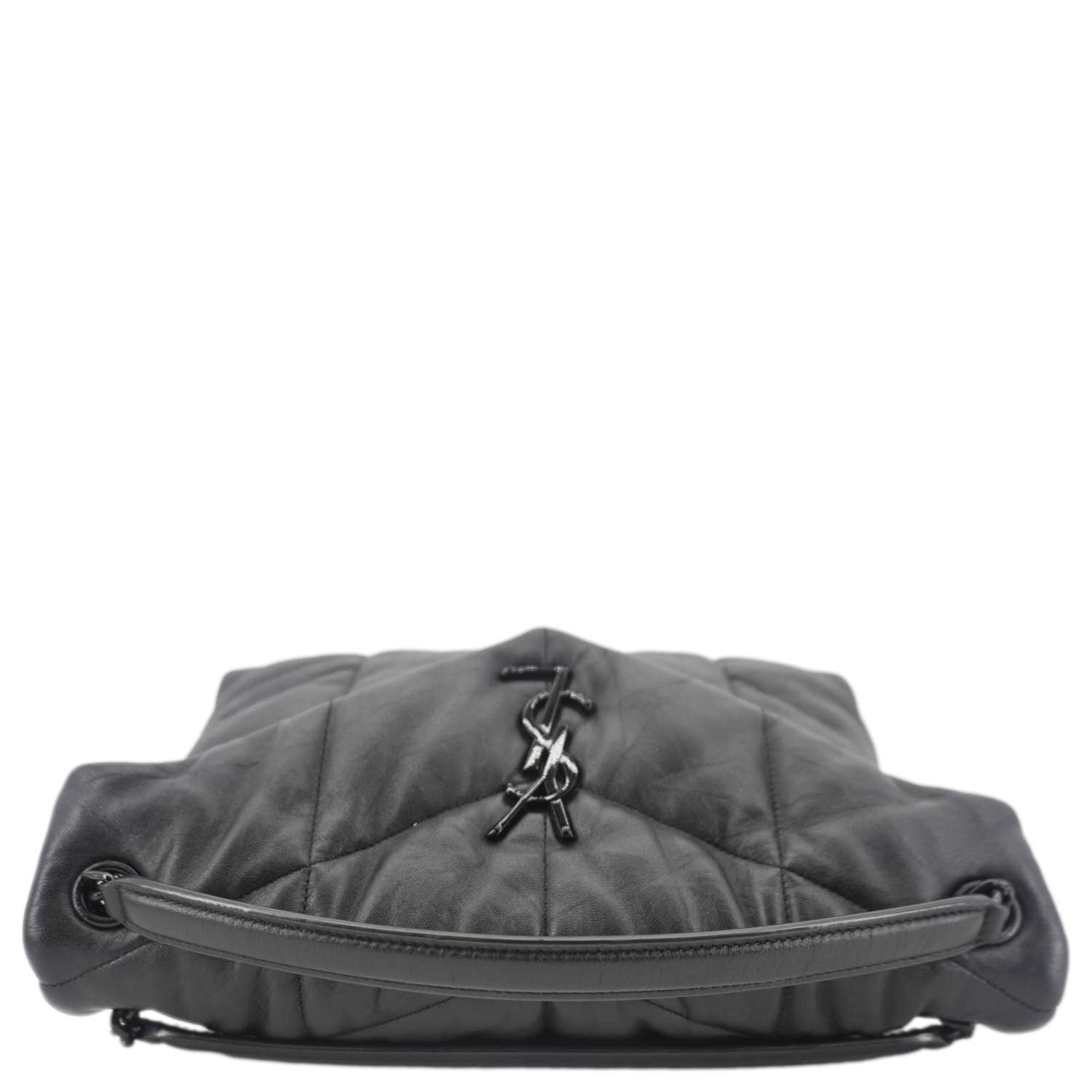 YVES SAINT LAURENT Loulou Puffer Quilted Lambskin Leather Crossbody Bag Black