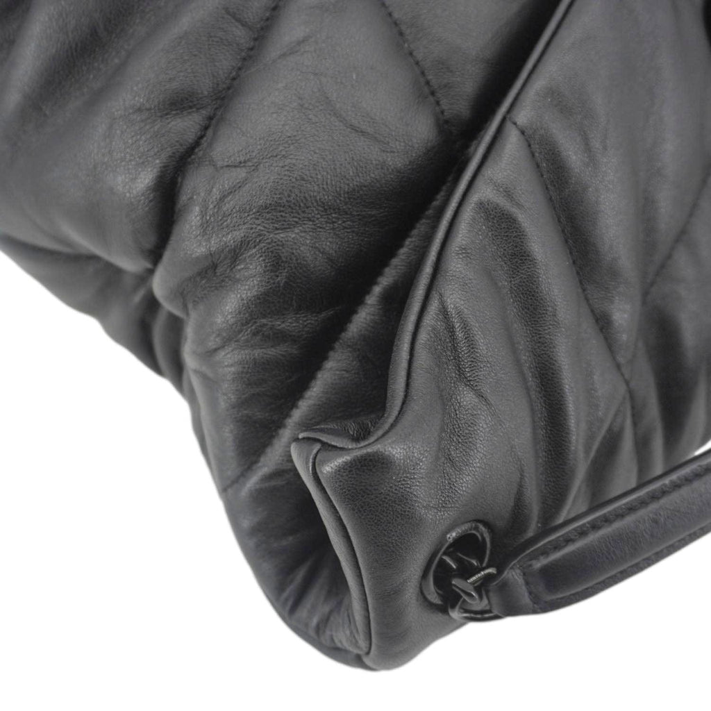 YVES SAINT LAURENT Loulou Puffer Quilted Lambskin Leather Crossbody Bag Black