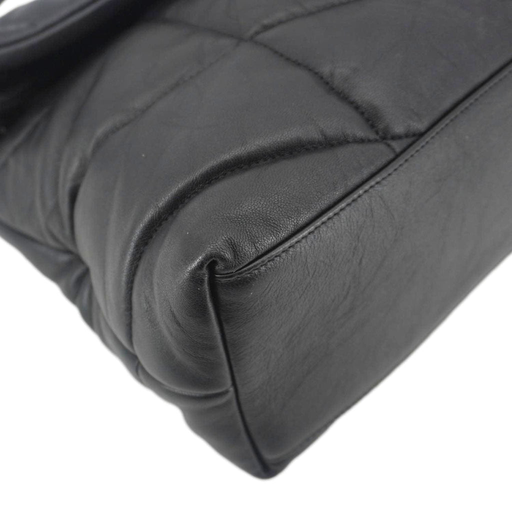 YVES SAINT LAURENT Loulou Puffer Quilted Lambskin Leather Crossbody Bag Black