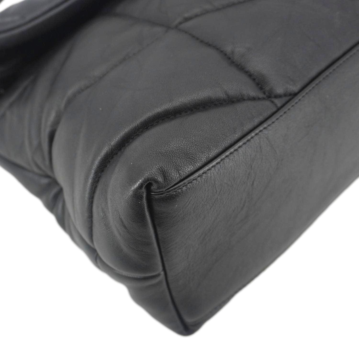 YVES SAINT LAURENT Loulou Puffer Quilted Lambskin Leather Crossbody Bag Black