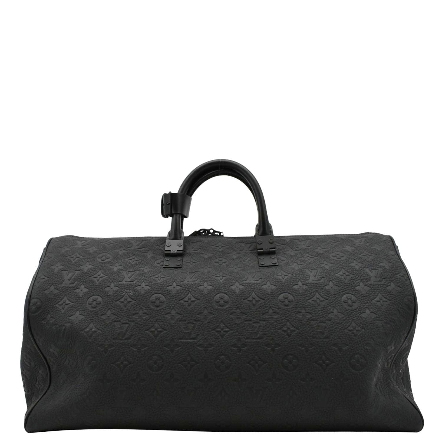 LOUIS VUITTON Keepall 50 by Virgil Abloh Taurillon Leather Travel Bag Absolute Black