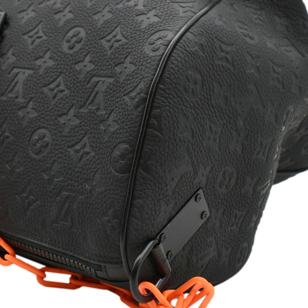 LOUIS VUITTON Keepall 50 by Virgil Abloh Taurillon Leather Travel Bag Absolute Black